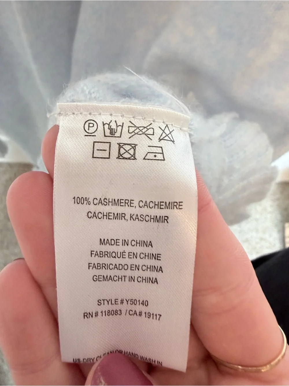 Minnie Rose 100% Cashmere Sweater Light Baby Blue S